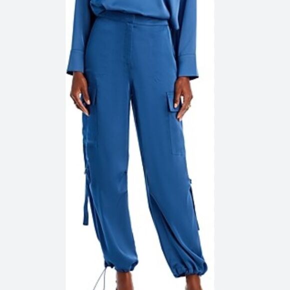 AQUA Drawstring Hem Cargo Pants Smoky Blue M NWT in packaging - Picture 1 of 10